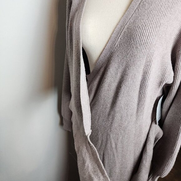 Charles Henry sweater wrap midi dress size L women mocha color soft NEW - Picture 4 of 12
